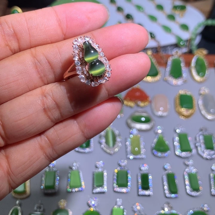 和田玉（碧玉）戒指银S925镶嵌