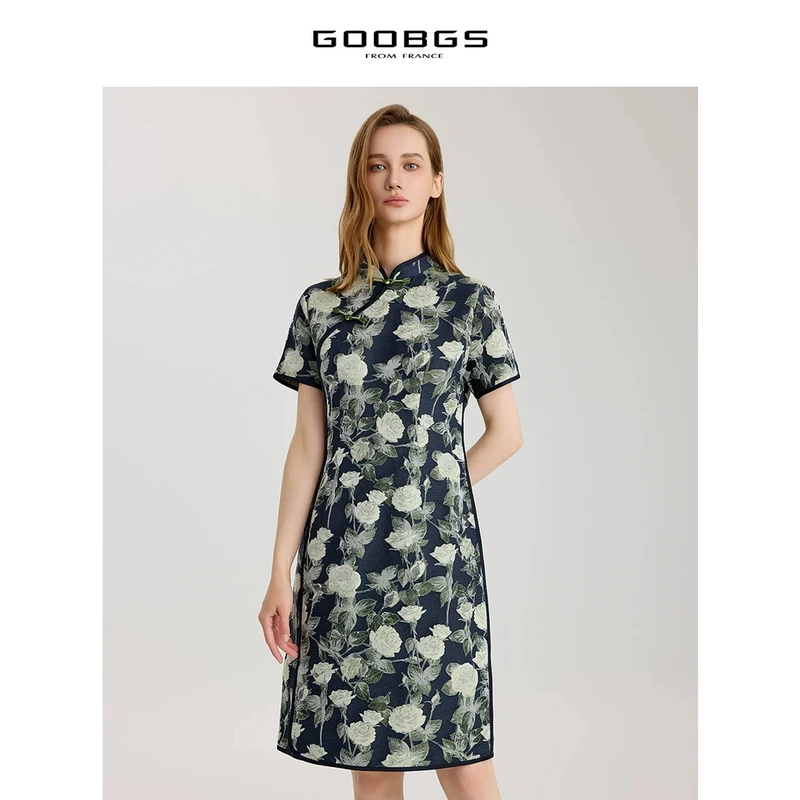 【丽姐甄选】谷邦GOOBGS 新中式旗袍印花连衣裙 G3342684