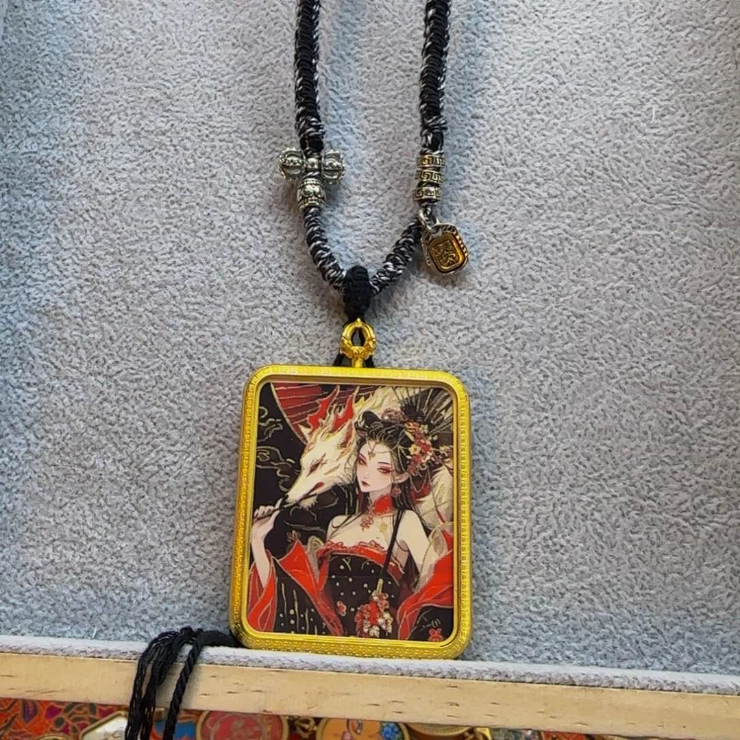 吊坠A****A手绘唐卡九尾狐