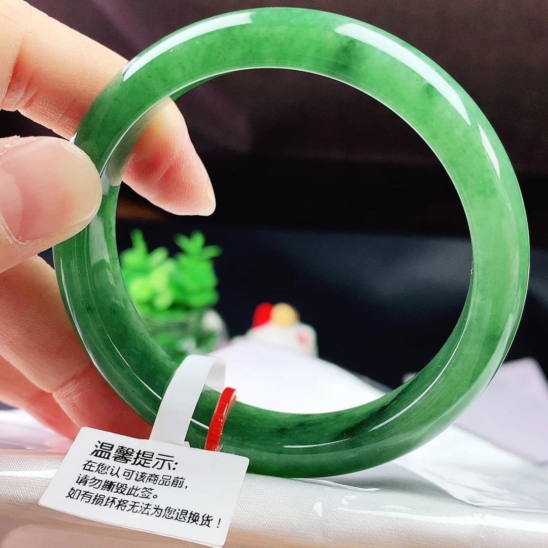 未镶嵌手镯翡翠55辣绿