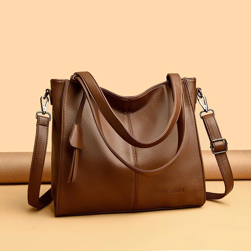 袋鼠大容量真皮单肩包2025新款中年妈妈包时尚百搭女士挎包斜挎包