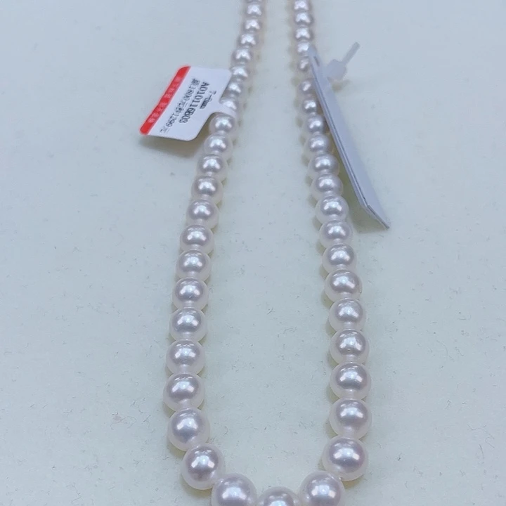 淡水珍珠颈饰银S925镶嵌7/8极光冷白正圆微微瑕