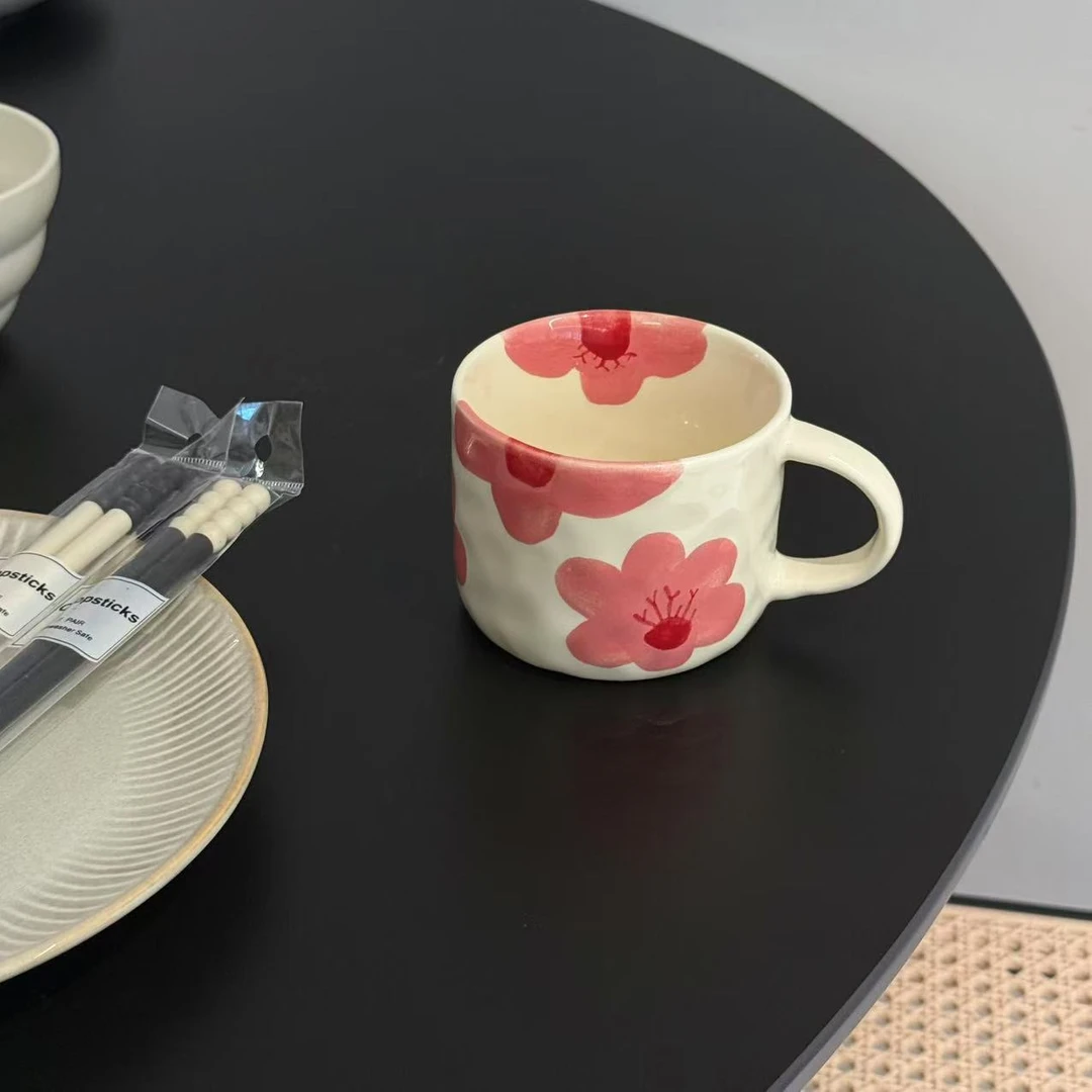 b104 清新陶瓷水杯人工手绘釉下彩咖啡杯 微瑕 凑满20发货