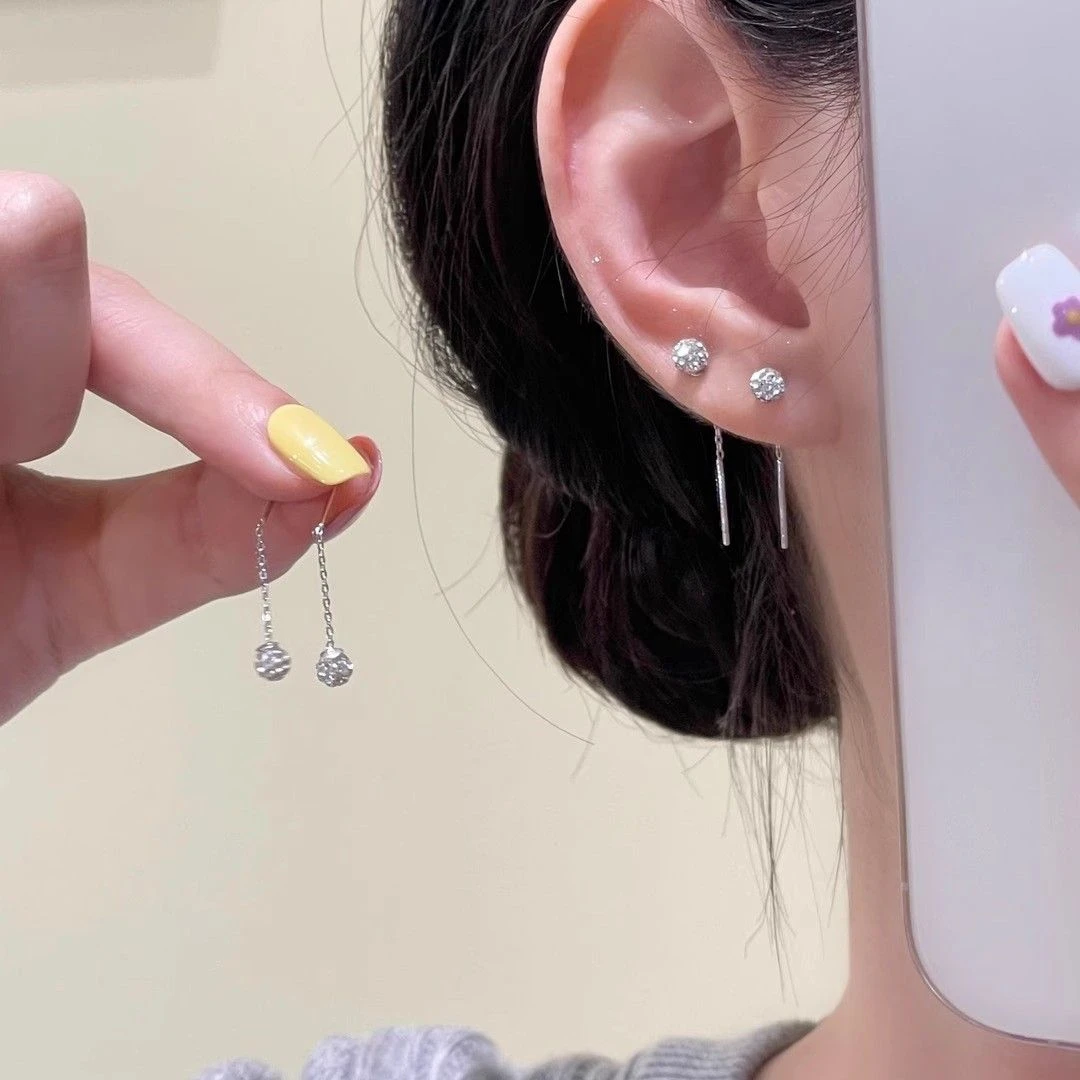 精致小饰品简约日常小巧圆形耳线女夏设计感轻奢流苏长款个性耳环