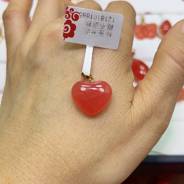 菱锰矿（红纹石）吊坠(不含链)18K金镶嵌