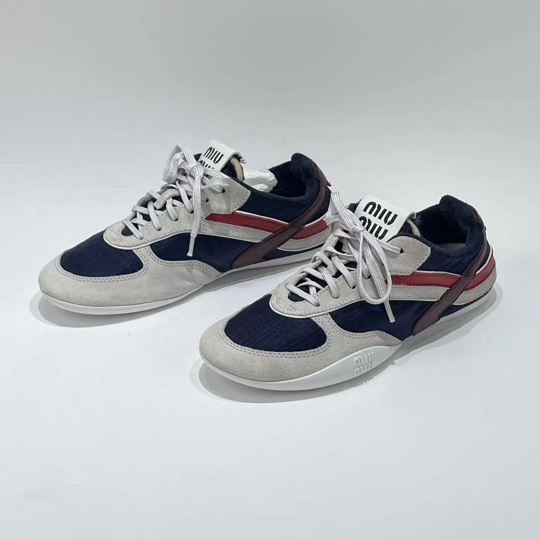 95新 MIU MIU/缪缪 37.5码 白蓝新款薄底运动鞋