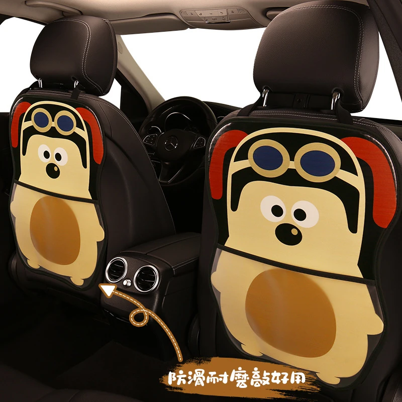 汽车椅背防踢垫车用后排可爱卡通收纳袋后背儿童车载防脏贴防磨垫