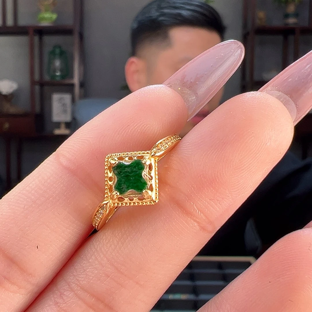 翡翠戒指银S925镶嵌戒指