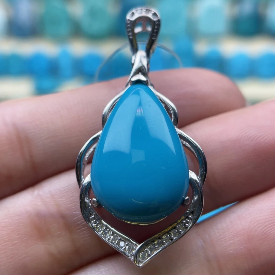 绿松石珠宝奇石银S925镶嵌