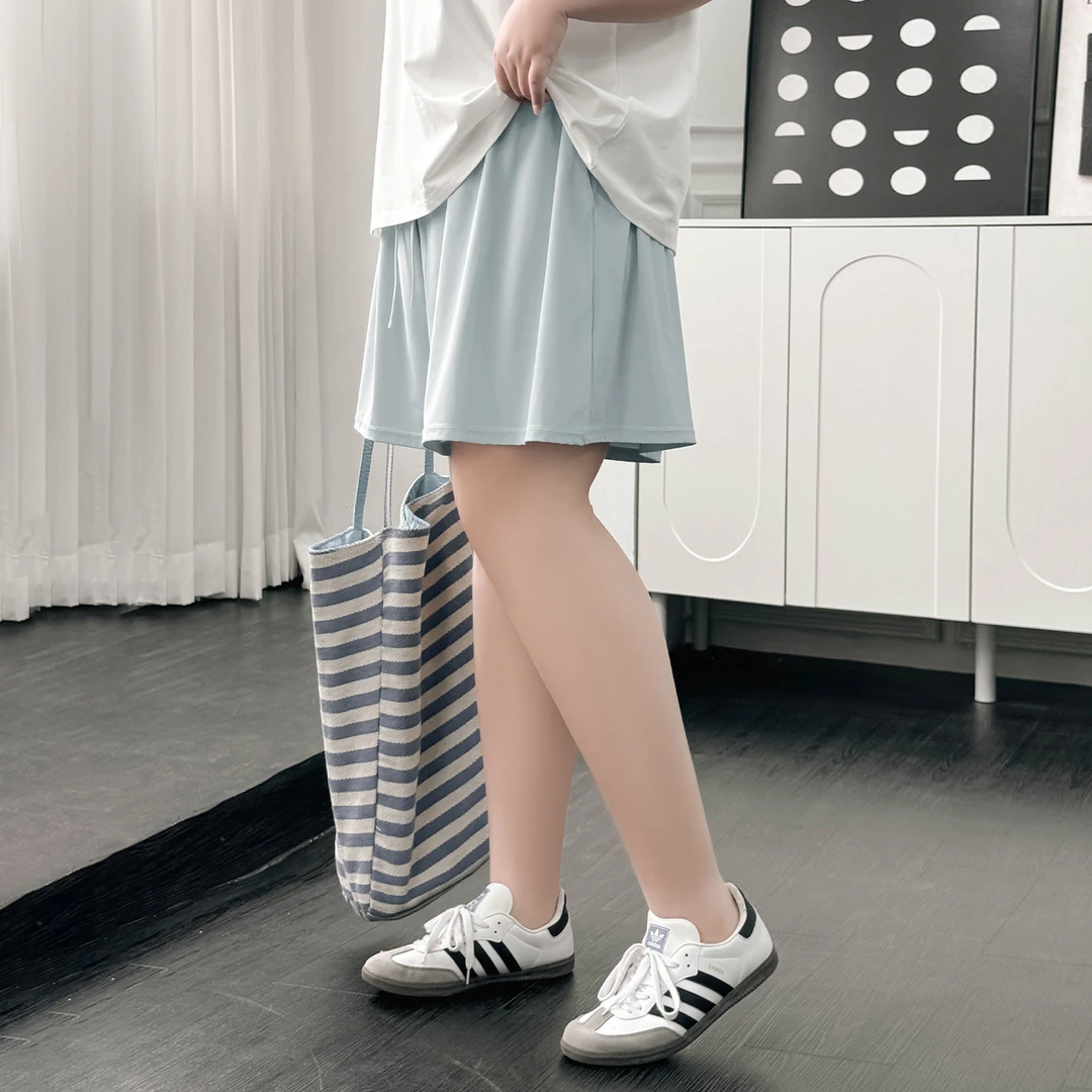 DX7956大码女装【海风沁凉裤】冰丝凉感运动休闲松紧腰夏季宽松短裤