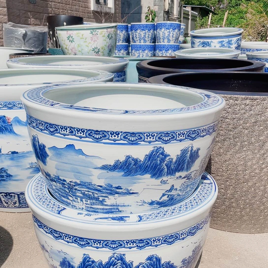 缸瓷器瓷器66x45青花瓷