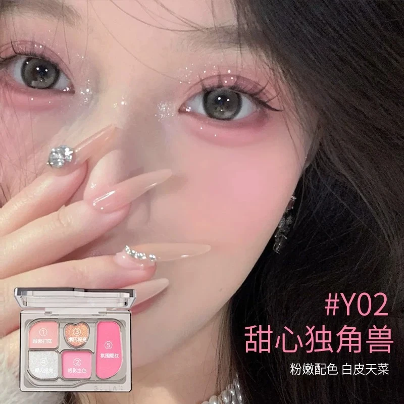 gellas五色眼影盘2025新款哑光高光爆闪眼影秋冬持久珠光眼影盘