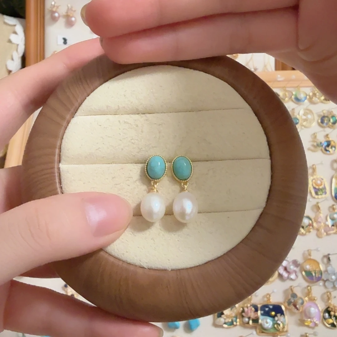 银S925镶嵌淡水珍珠耳饰