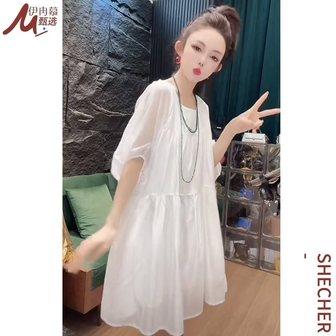 【伊冉慕】圆领夏季套头圆领五分袖衬衫泡泡袖女装设计感法式2523