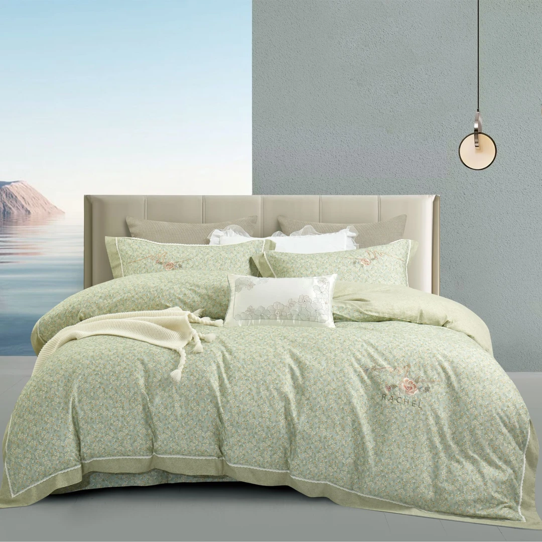 【花开时节】清新田园风高支全棉磨毛绣花四件套轻奢床品