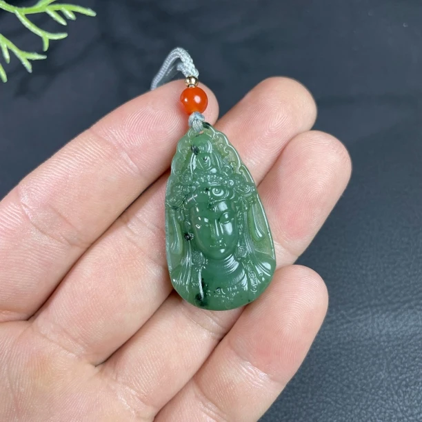 天然和田玉观音法相碧玉吊坠男女款玉石中国风汉服潮流挂件坠