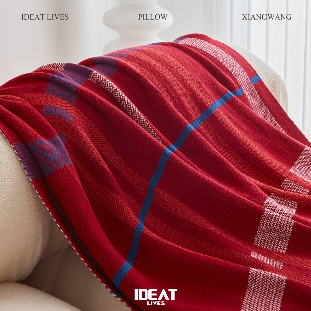 红色喜庆沙发盖毯新年节日休闲毯客厅沙发装饰盖毯柔软午休毯子