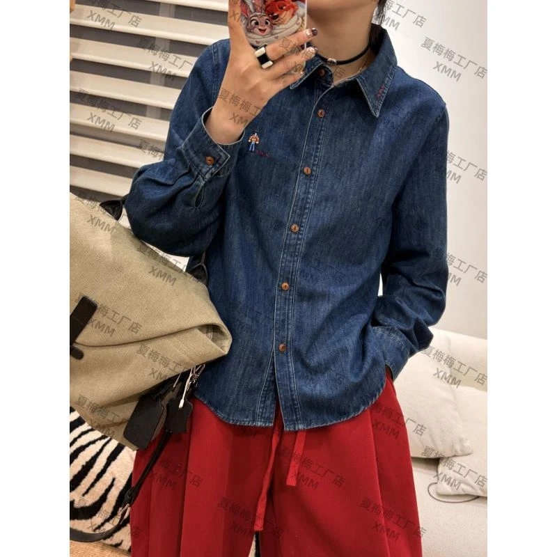 XMM.【磨毛刺绣牛仔衬衣】磨毛工装常规款加绒水洗牛仔衣MM661711-1