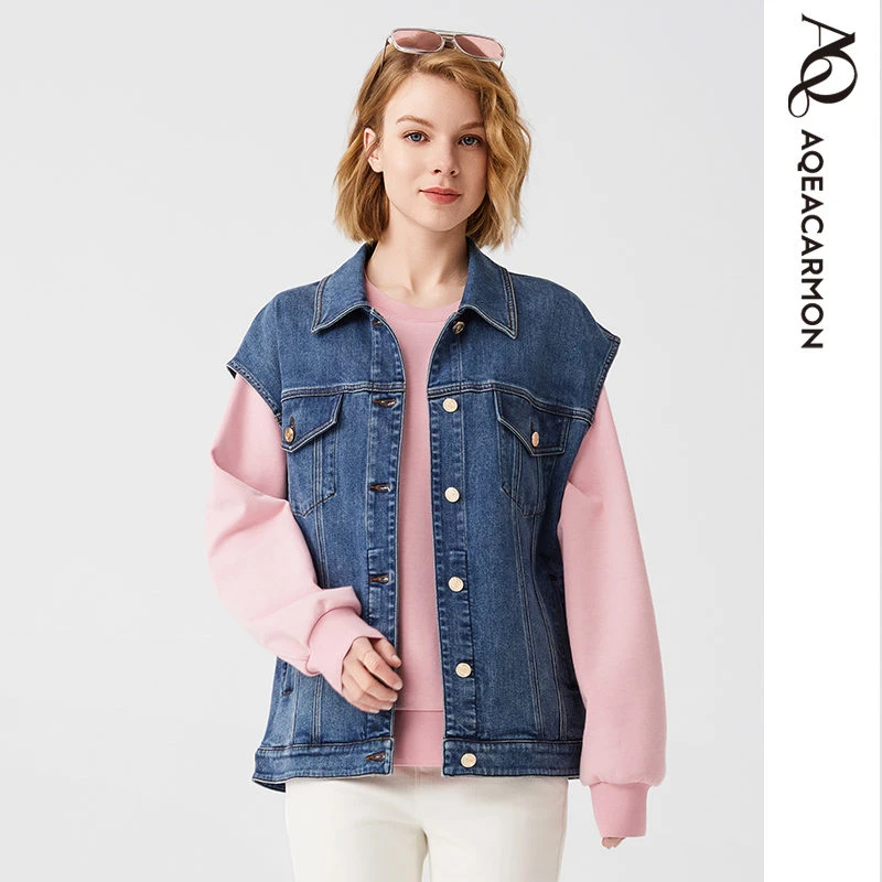 雅格上美 秋季女士牛仔背心 A24QF31J22