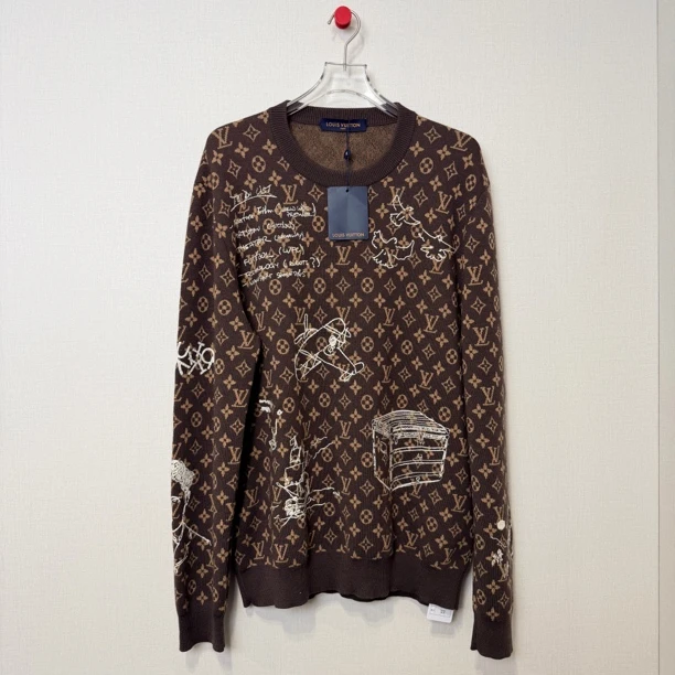 未使用 LouisVuitton/路易威登 满印咖啡色毛衣/XXL/编号12037