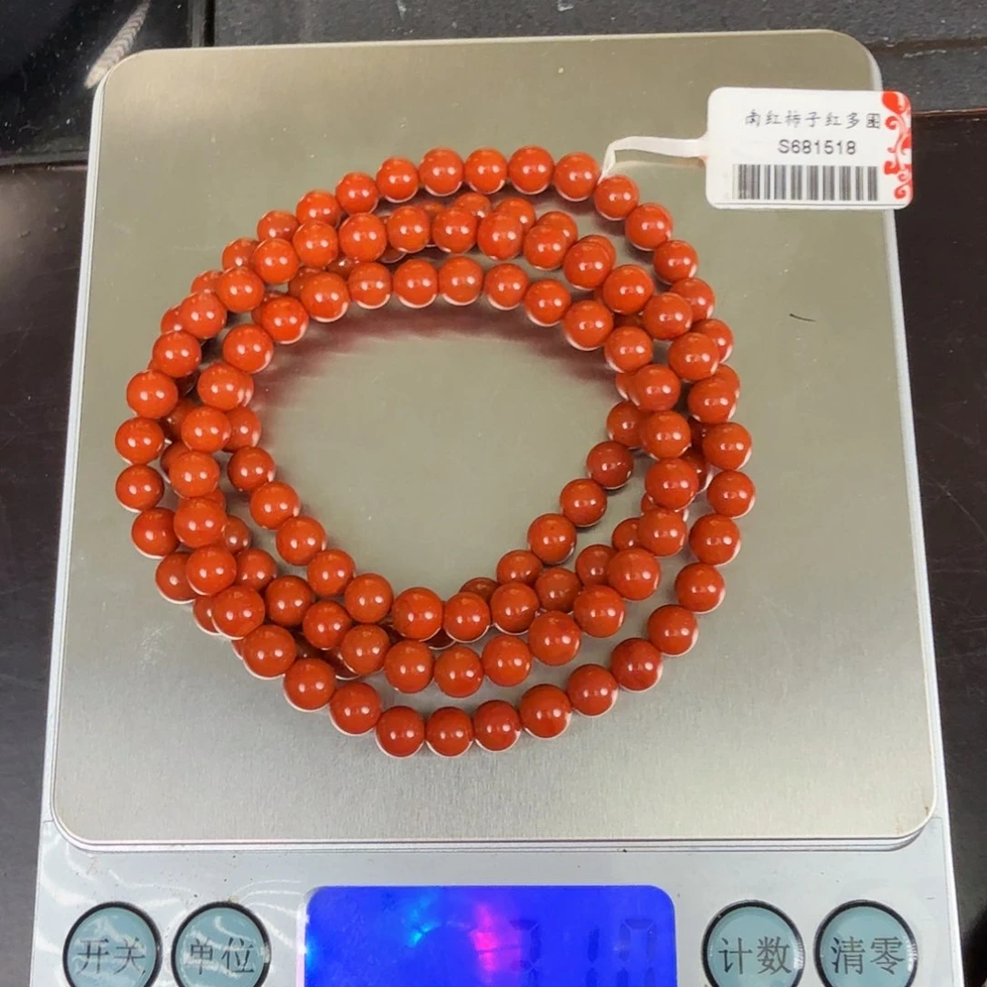 手链未镶嵌南红玛瑙柿子红多圈5mm手串