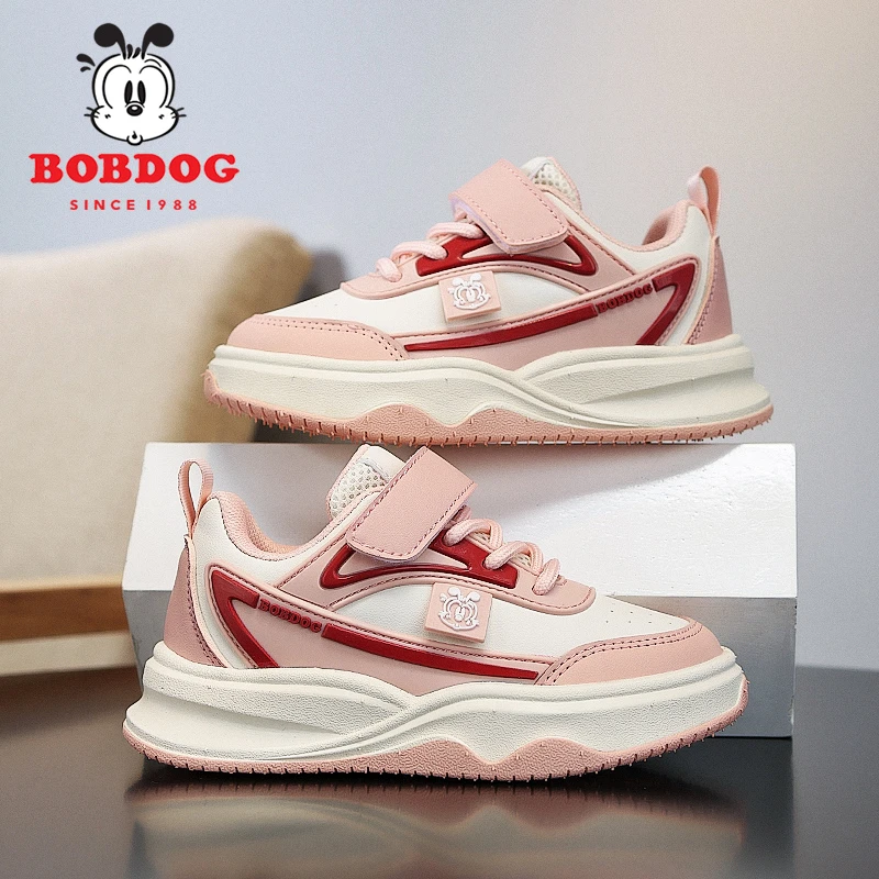 巴布豆女童板鞋皮面防水2025春秋季新款韩版轻便软底运动儿童鞋子