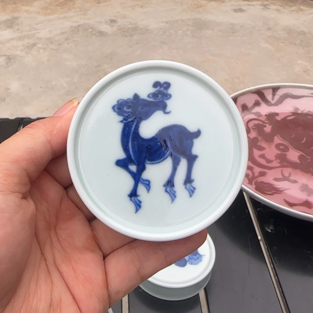 土燃柴窑鹿纹盖置