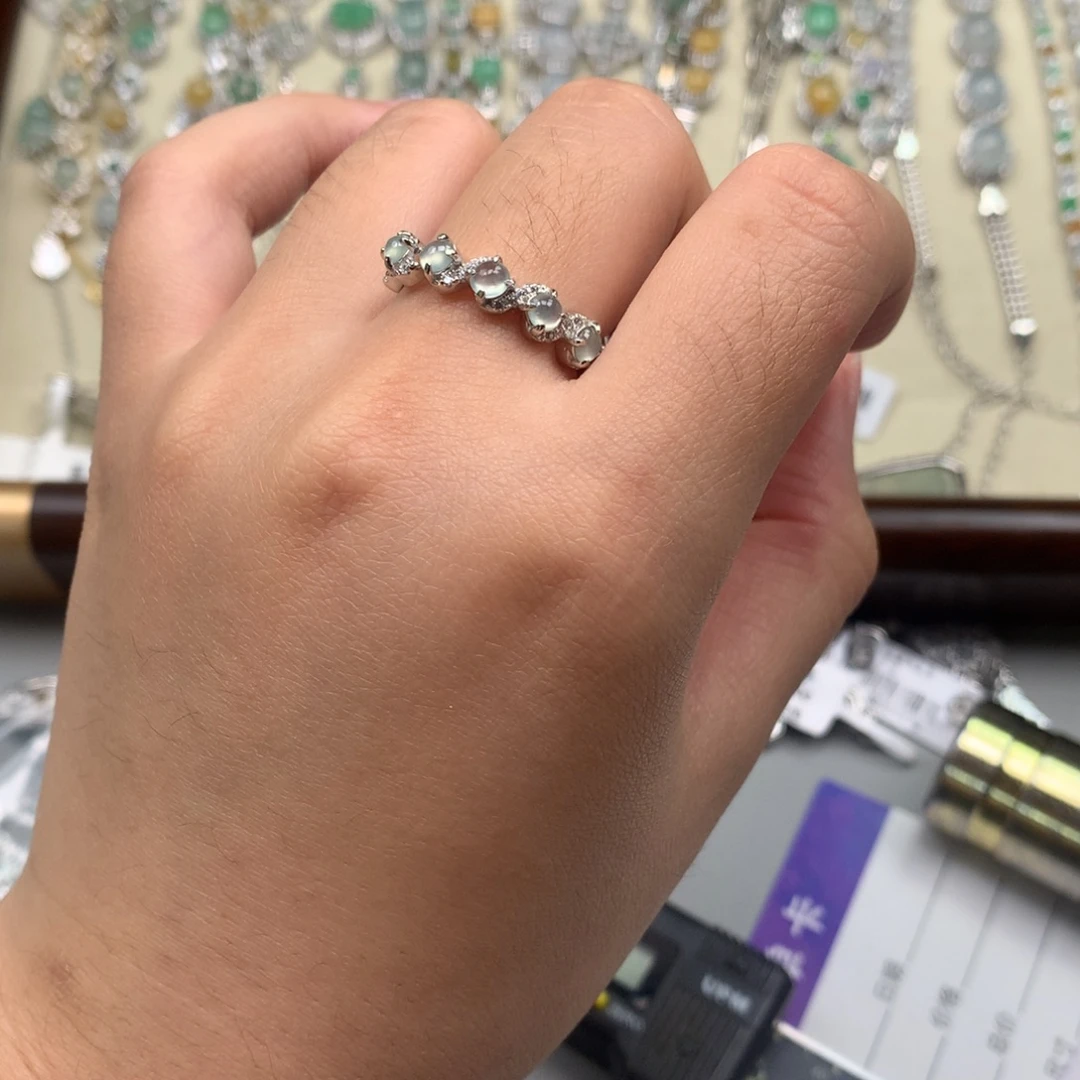 翡翠银S925镶嵌戒指戒指