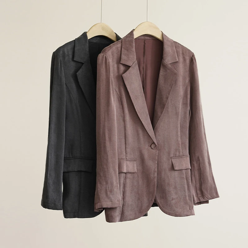 进口醋酸设计感砂洗100%醋酸女士西装（250541）2832