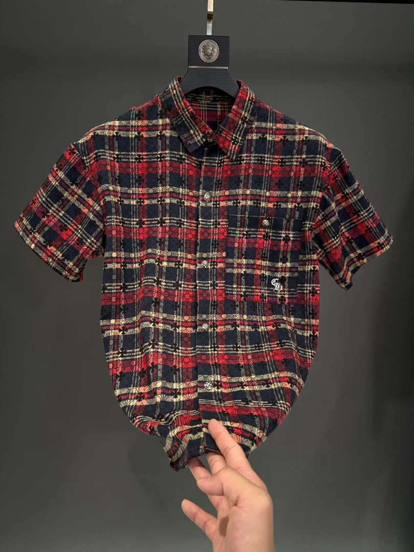 25年夏季潮流百搭时尚衬衫短袖格子