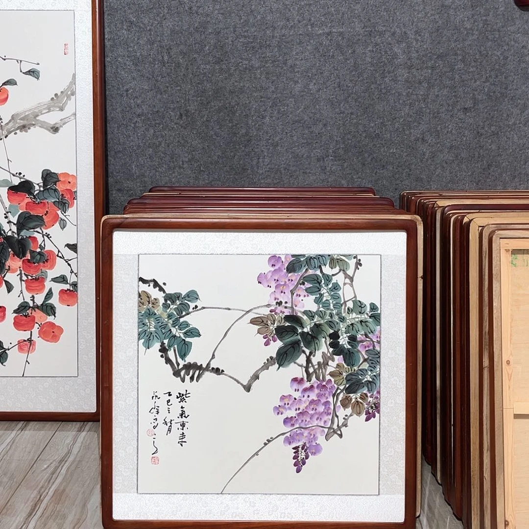 国画书画作品带框63×63