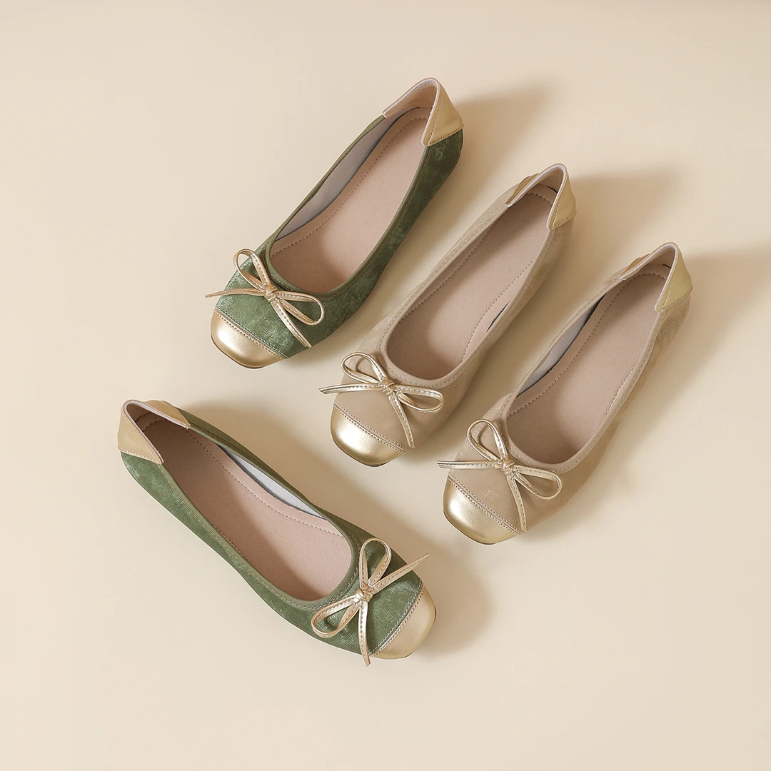 千金鞋子名媛风方头平底单鞋女2025新款豆豆新中式女鞋子浅口瓢鞋
