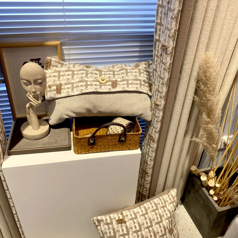 现代轻奢雪尼尔中古风美拉德系列窗帘客厅卧室咖色米色全遮光款