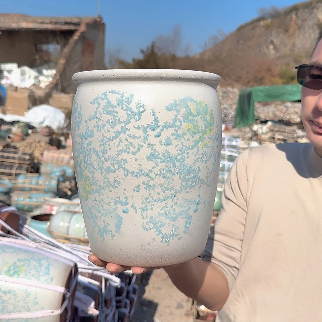 紫砂花盆口20高24（一个姹寂白色老庄