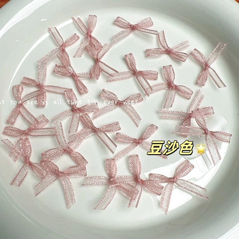 蝴蝶结美甲饰品美甲欧根纱网纱蕾丝仙气蝴蝶结芭蕾舞飘带美甲饰品