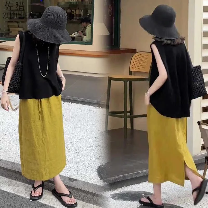 时尚法式高级感两件套2025新款夏季无袖上衣+直筒半身裙轻奢气质