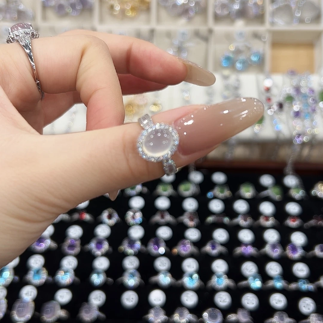 范***范蛇纹石玉银S925镶嵌戒指