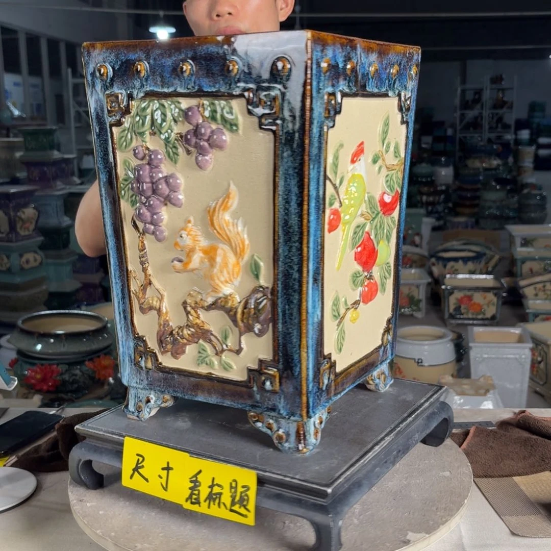 一风堂石湾花盆 内21*33修补痕迹