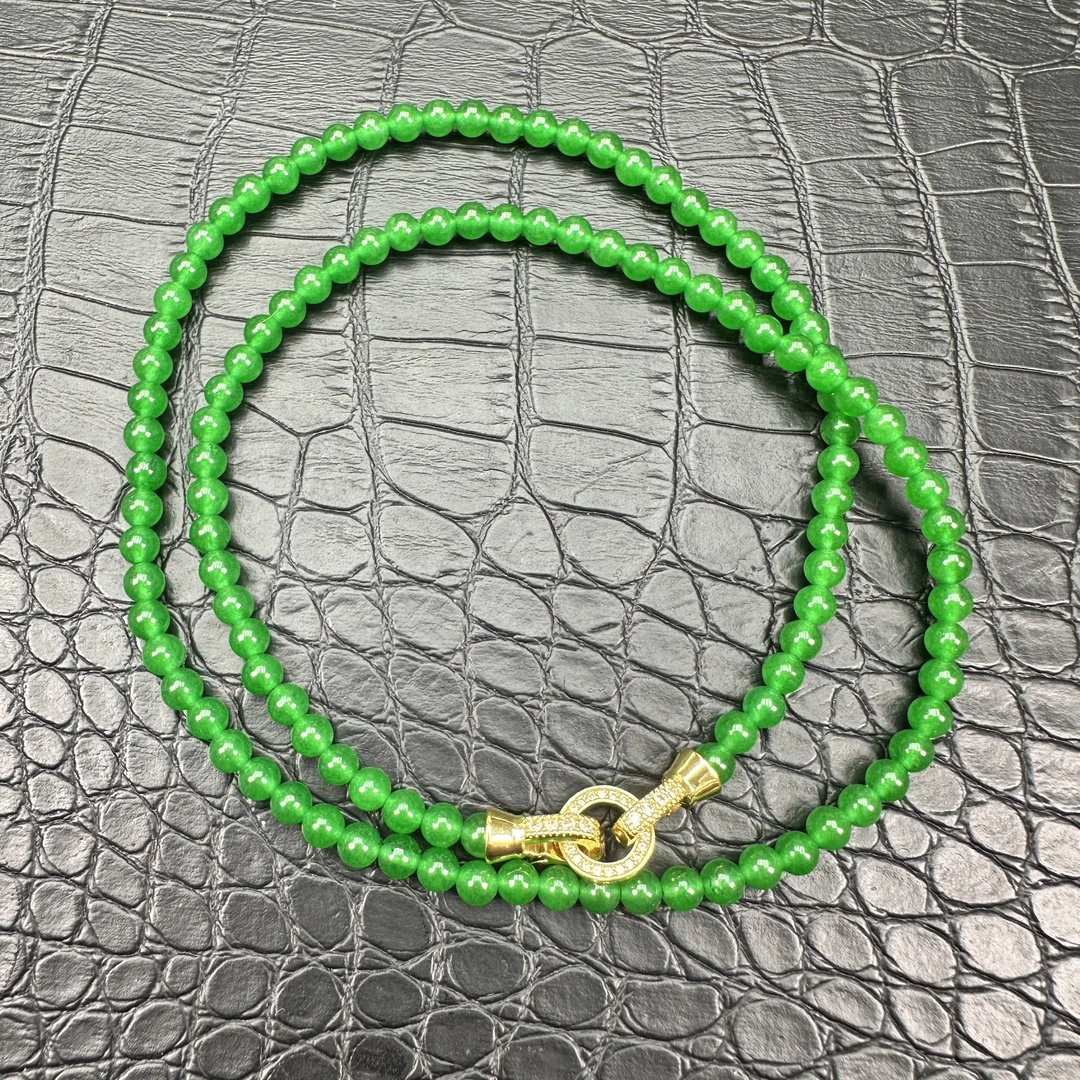 缅A老坑老料小米项链设计款14k