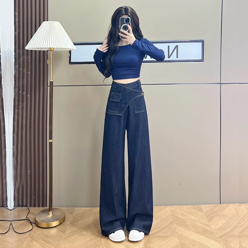 喜绚阔腿牛仔裤女春秋季2025新款辣妹酷飒百搭潮流时尚超火直筒裤