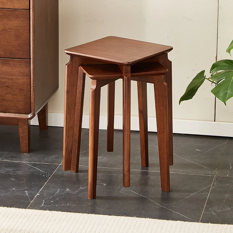 【梵高高凳】实木高凳方凳家用简约餐厅餐凳客厅中式北欧梳妆凳餐凳