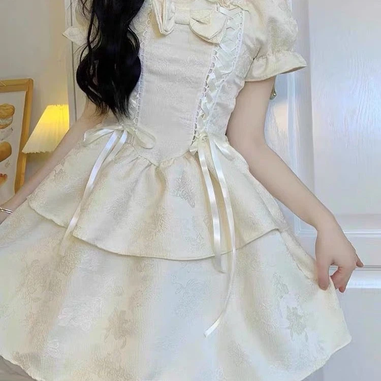 速卖通eBay独立站温柔气质显白结短裙森系公主夏季连衣裙子