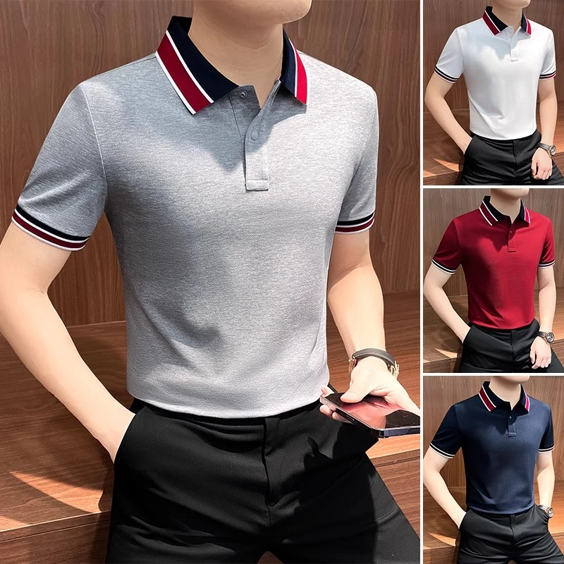 潮牌时尚polo衫男款痞帅高级感夏季新款薄款衣服短袖冰丝半袖t恤