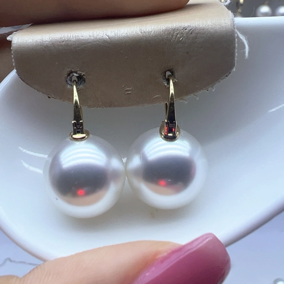 18K金镶嵌淡水珍珠耳饰