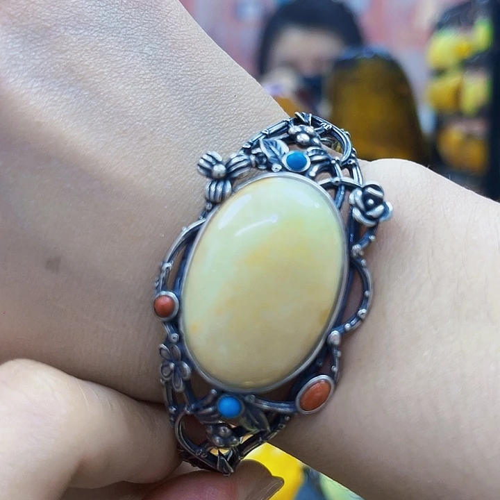 琥珀银S925镶嵌颈饰手镯