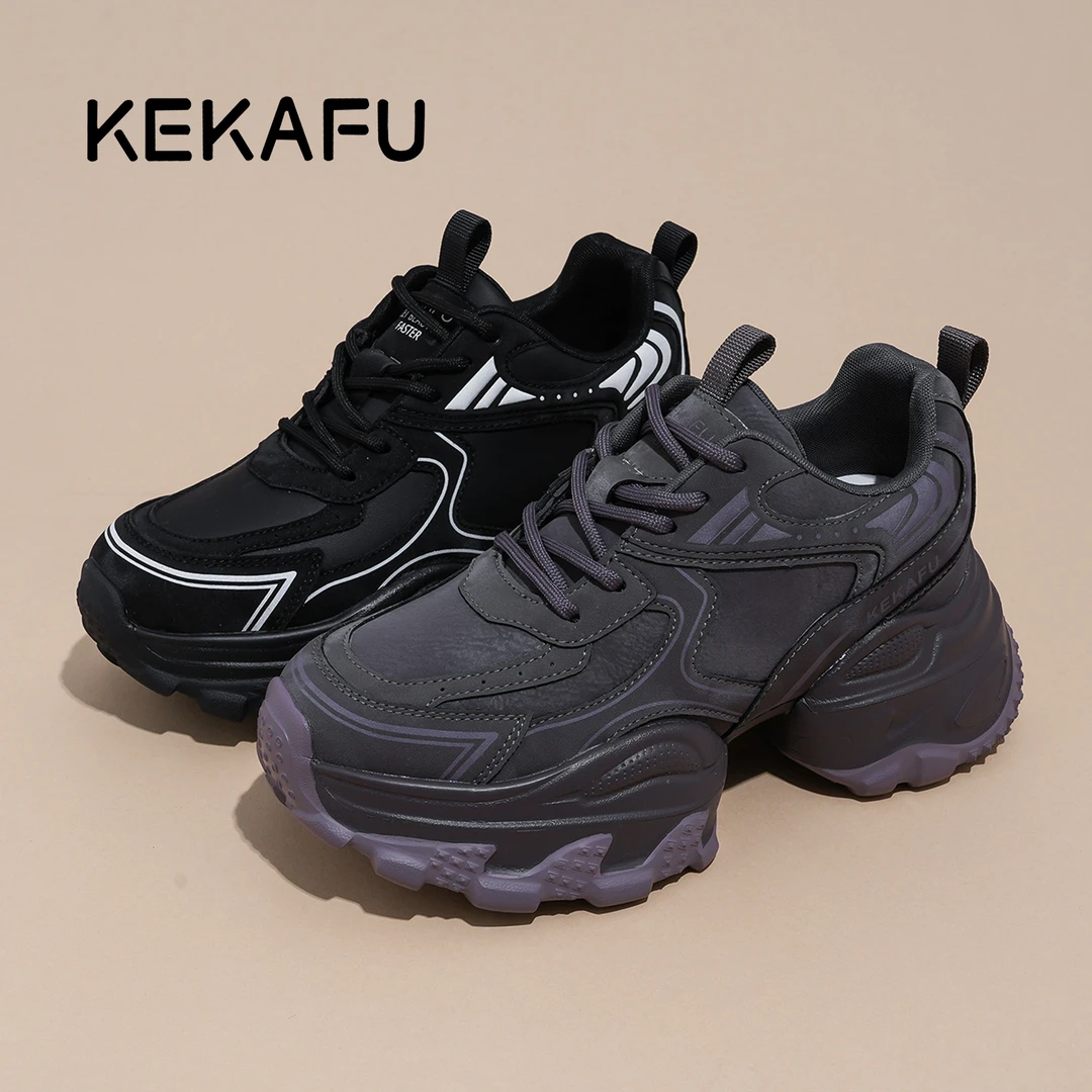 KEKAFU/珂卡芙老爹鞋时尚休闲鞋修面皮秋冬季增高厚底防滑