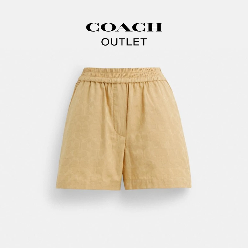COACH/蔻驰奥莱 经典标志编织饰边套装短裤
