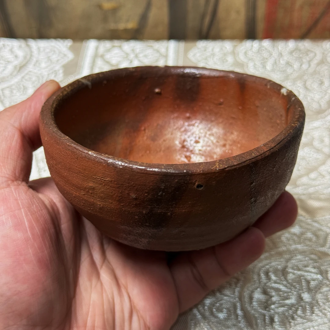 九五至尊·藤原建·日本备前烧·柴烧·中古·绯鞠·火襷·茶杯·主人杯