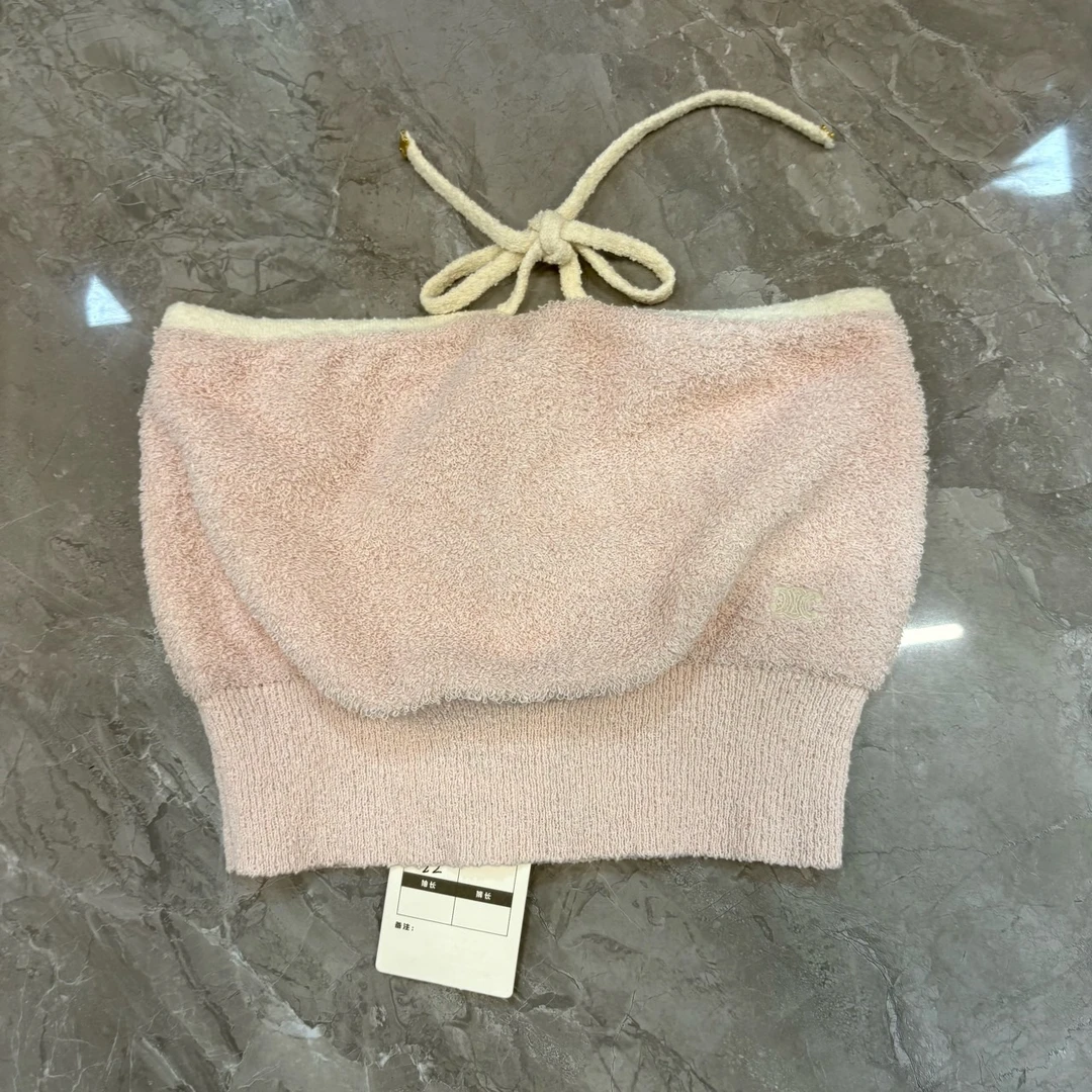 95新  （原）赛琳Celine/毛巾面料 粉色抹胸/尺码XS/BC012253