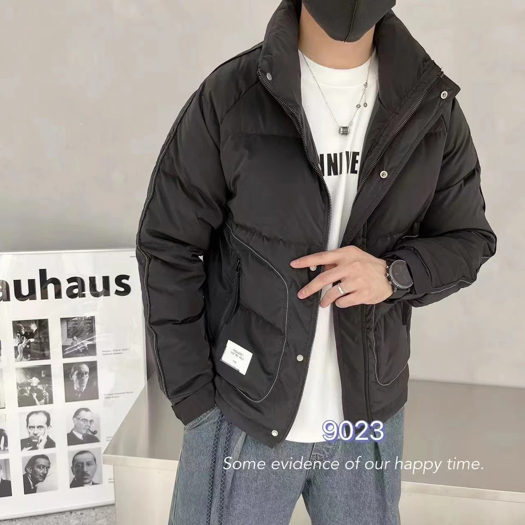 【三防免洗 国标羽绒服】9023-冬季拉链口袋立领外套百搭羽绒服